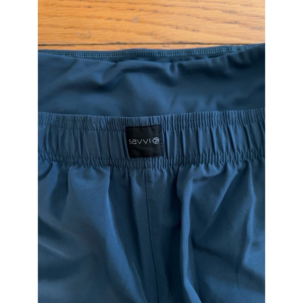 Savvi Womens Small Athletic Running Shorts Built In Liner Blue Workout Gym - Picture 2 of 5